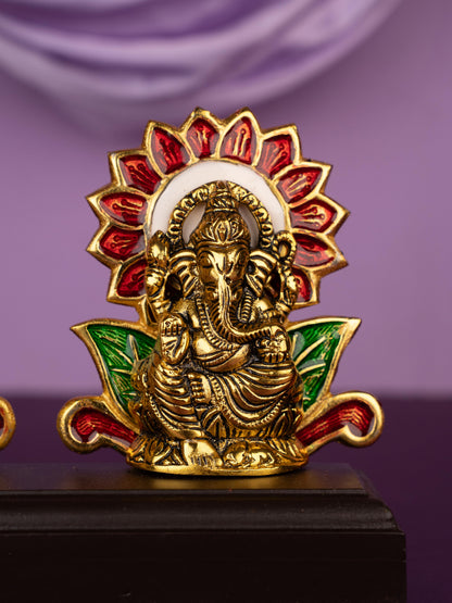 White Metal Lakshmi Ganesha Idol - WL5363