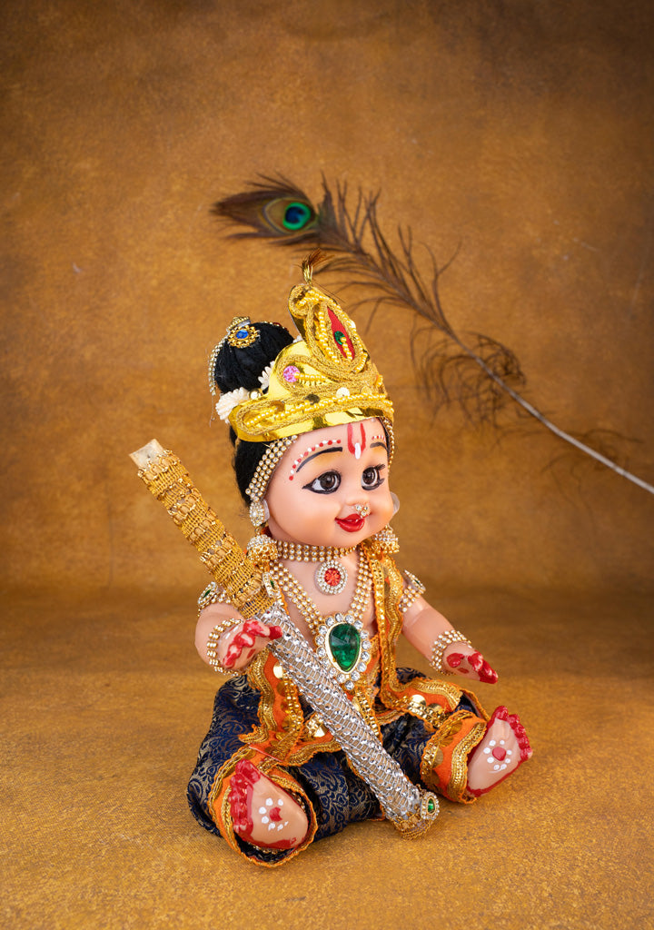 Baby Krishna with Flute Doll - 11 inch - WL5372
