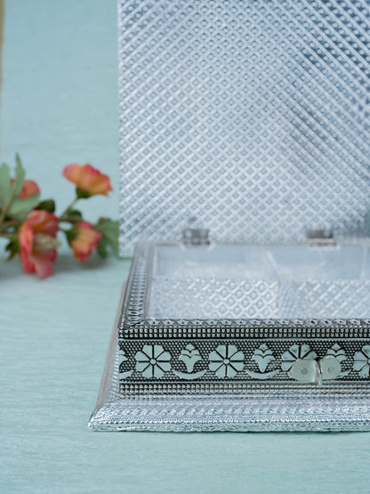 Customized - Meenakari Dry Fruit Box - Silver - 8x8 inch - WL5378