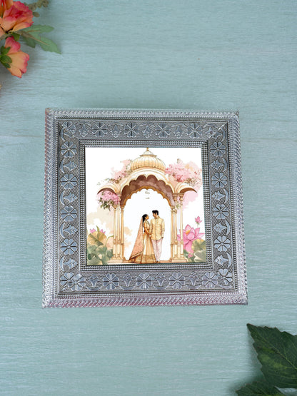Customized - Meenakari Dry Fruit Box - Silver - 8x8 inch - WL5378