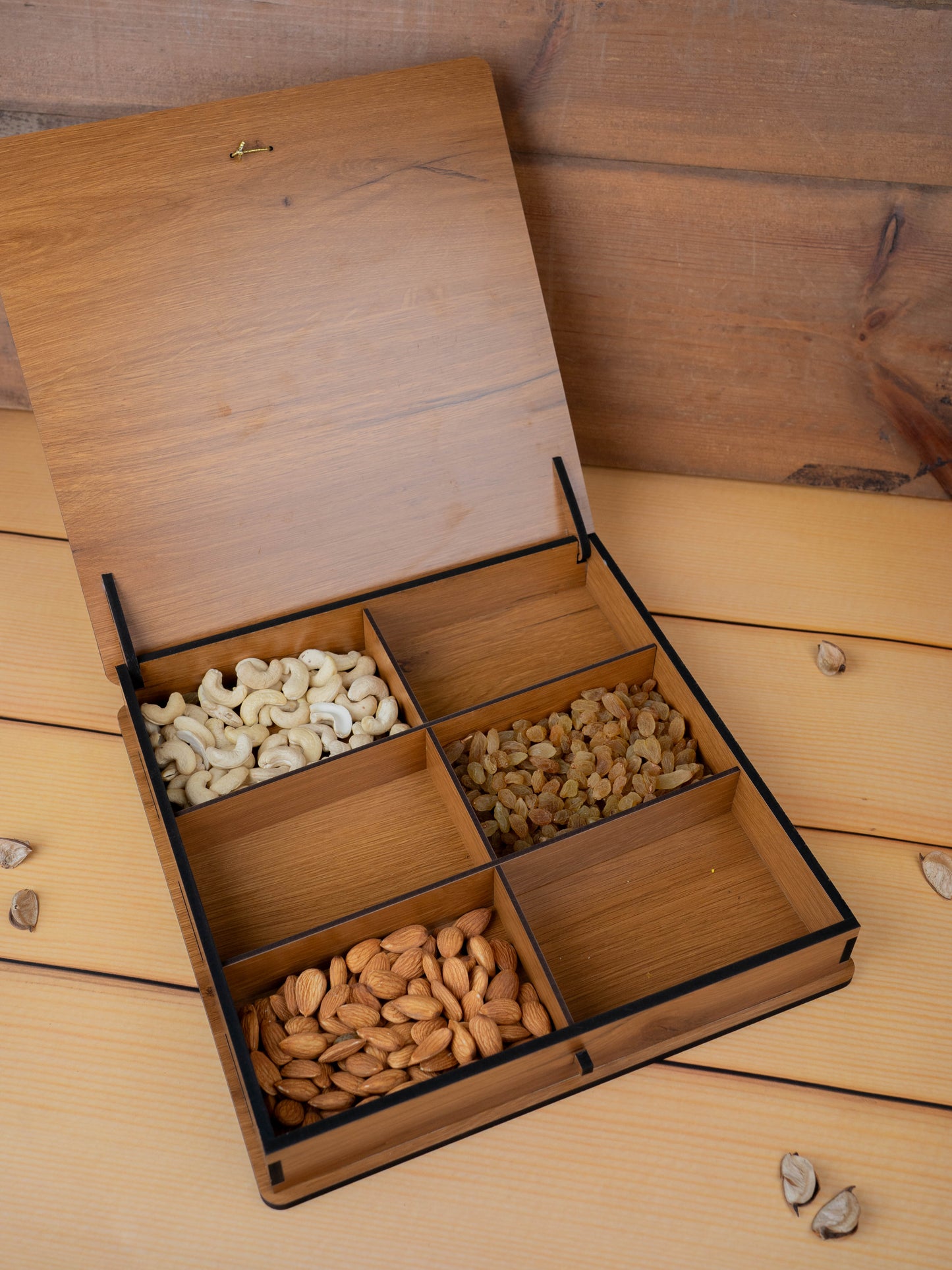 Wooden Annapakshi Dry Fruit Box - 12x12 inch - WL5383-1
