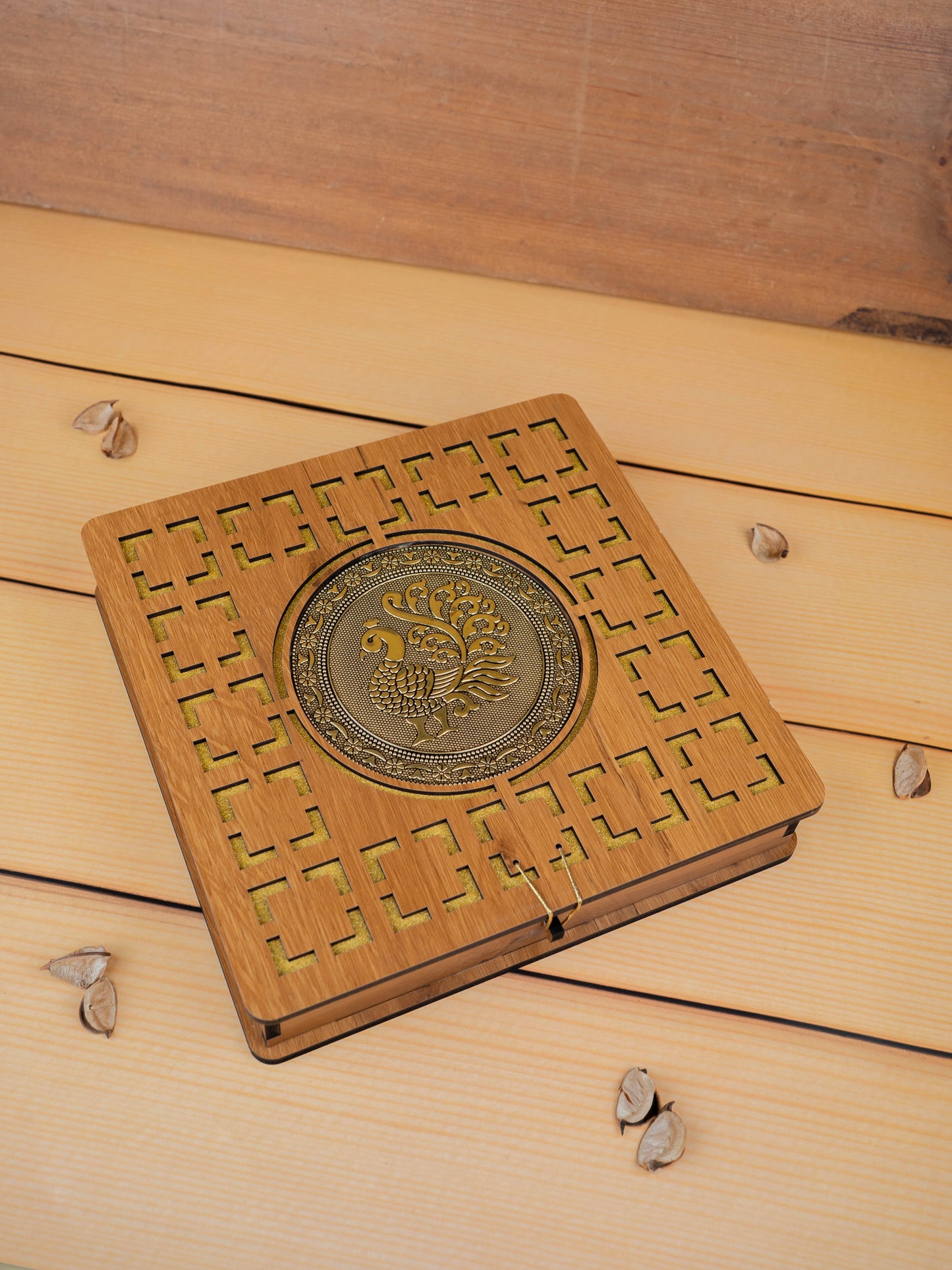 Wooden Annapakshi Dry Fruit Box- 10x10 inch - WL5384-1