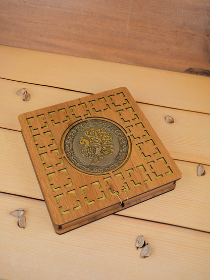 Wooden Annapakshi Dry Fruit Box- 10x10 inch - WL5384-1