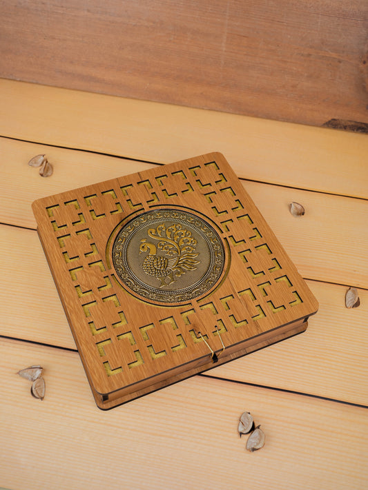 Wooden Annapakshi Dry Fruit Box- 10x10 inch - WL5384-1