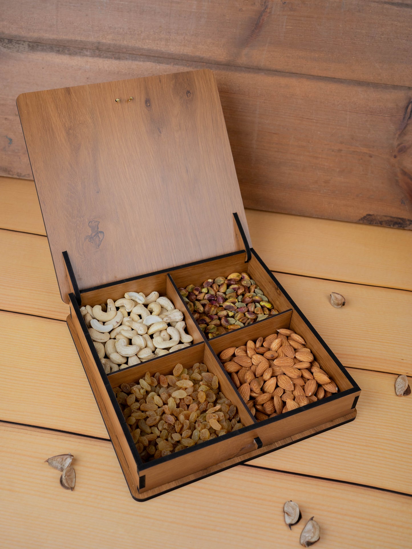 Wooden Annapakshi Dry Fruit Box- 10x10 inch - WL5384-1