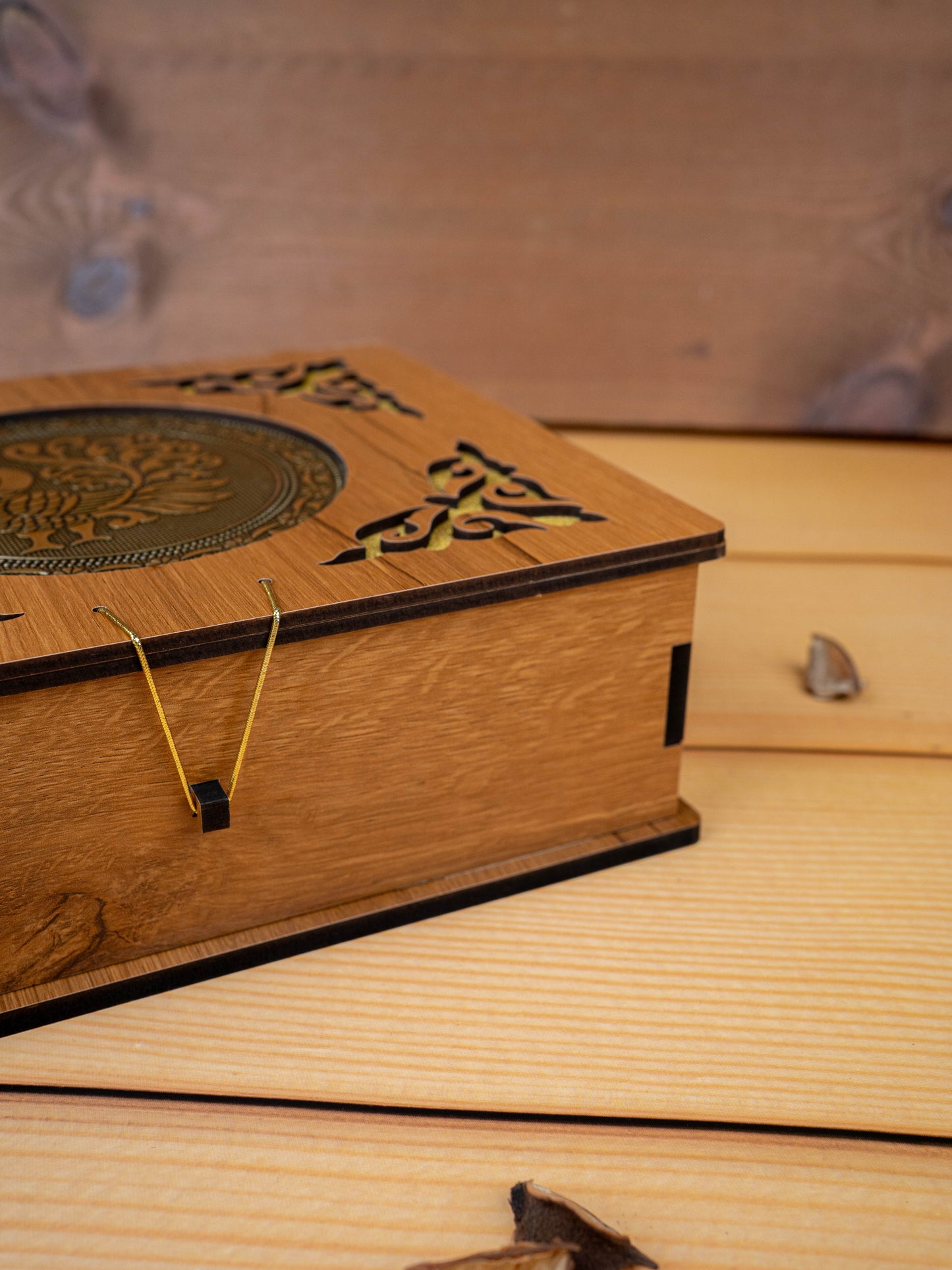 Wooden Dry Fruit Box with 6 Glass Jar - Annapakshi Design - 9x7 inch - WL5385-1