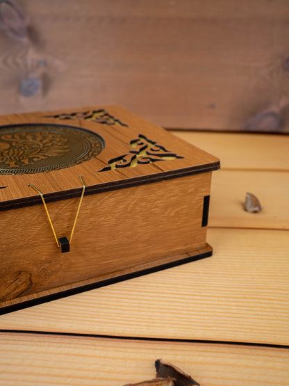 Wooden Dry Fruit Box with 6 Glass Jar - Annapakshi Design - 9x7 inch - WL5385-1
