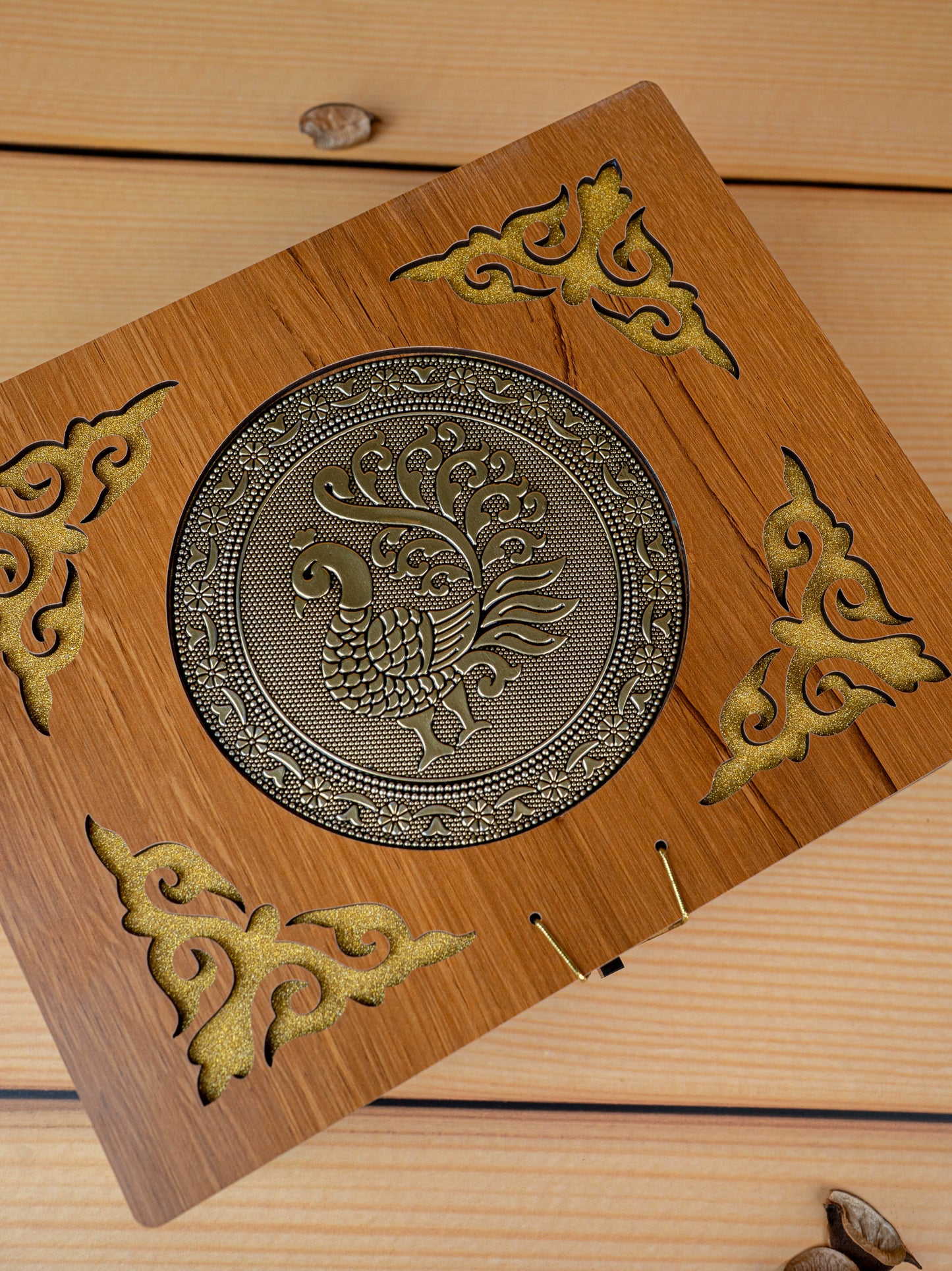 Wooden Dry Fruit Box with 6 Glass Jar - Annapakshi Design - 9x7 inch - WL5385-1