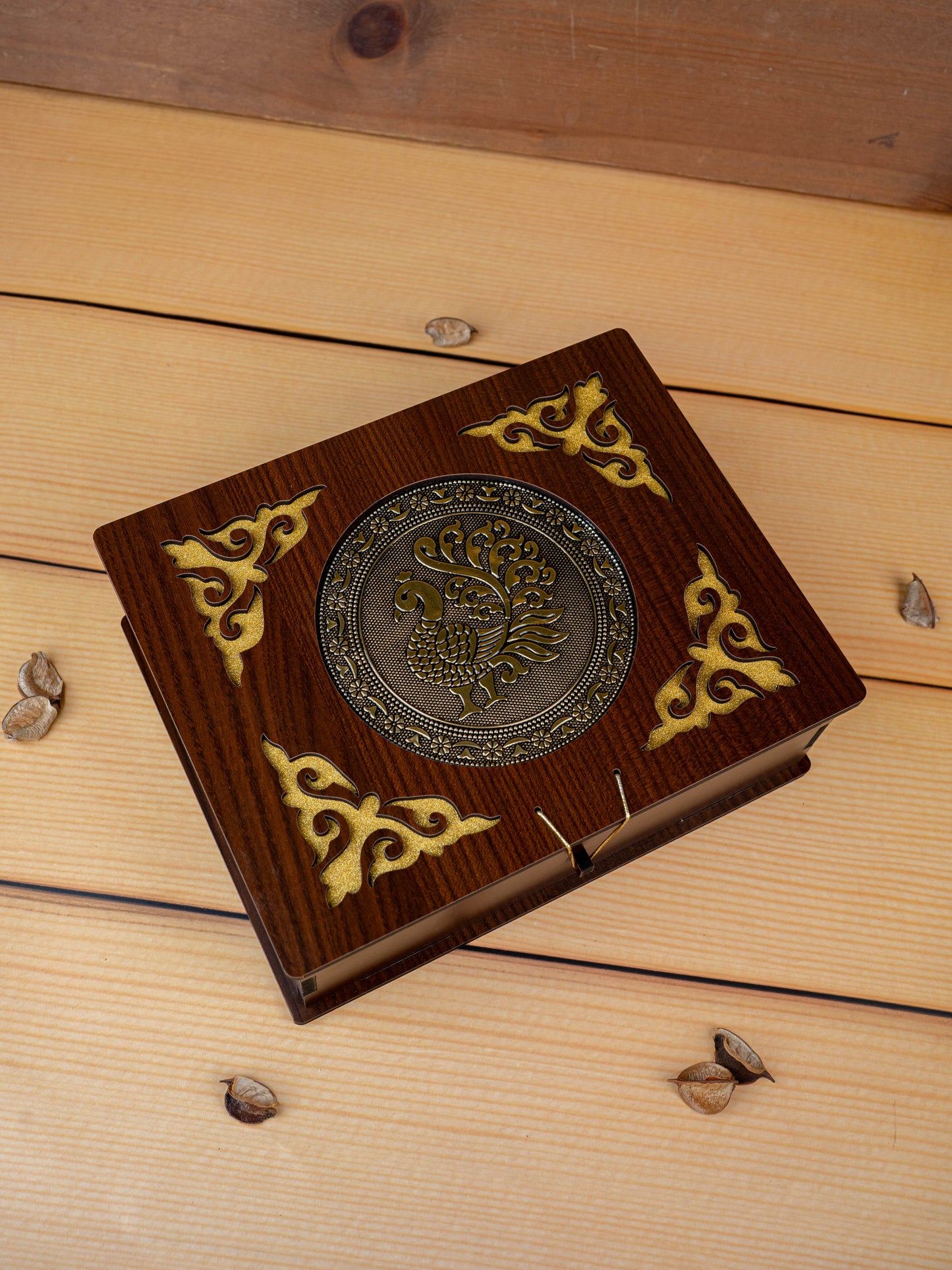 Brown Dry Fruit Box with 6 Glass Jar - Annapakshi Design - 9x7 inch - WL5385-2