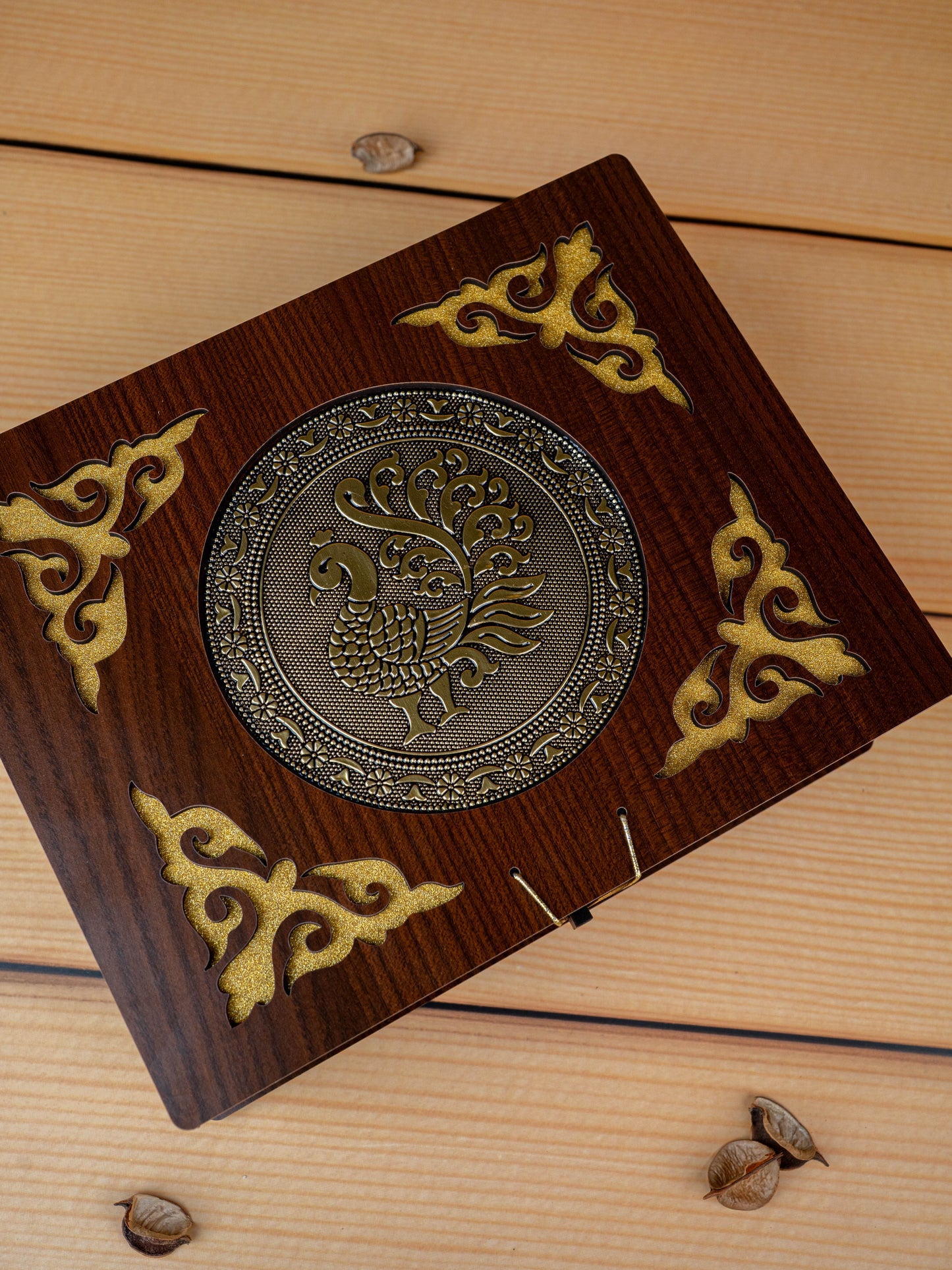 Brown Dry Fruit Box with 6 Glass Jar - Annapakshi Design - 9x7 inch - WL5385-2