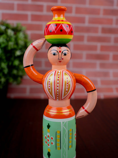 Kondapalli - Lady with Pot - 8 inch - WL5394-2