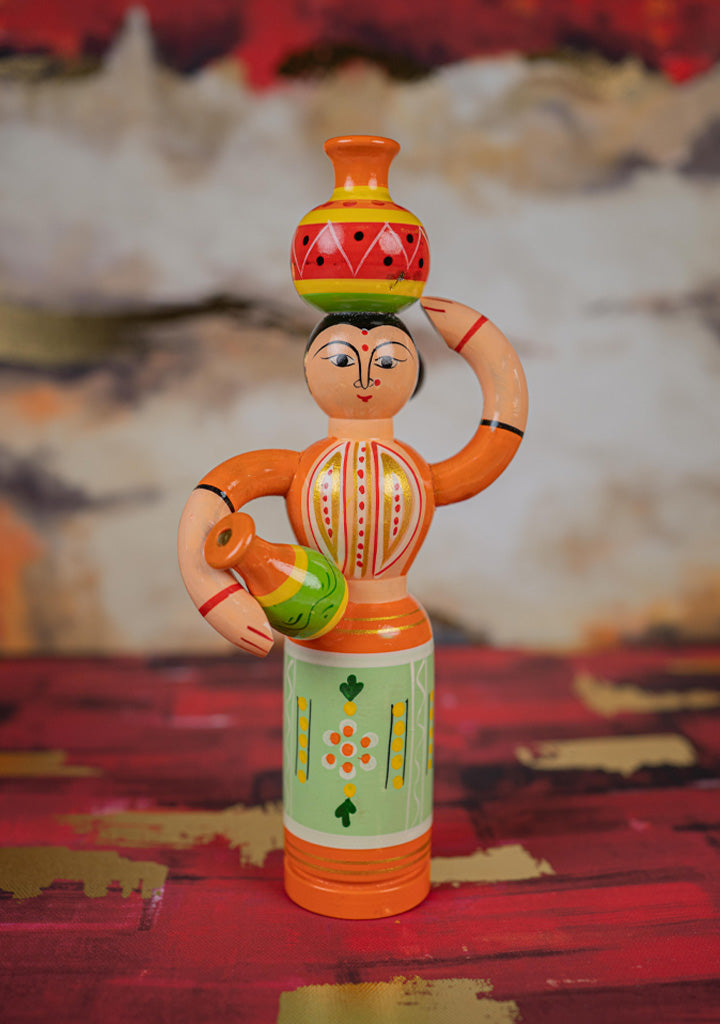 Kondapalli - Lady with Pot - 8 inch - WL5394-1