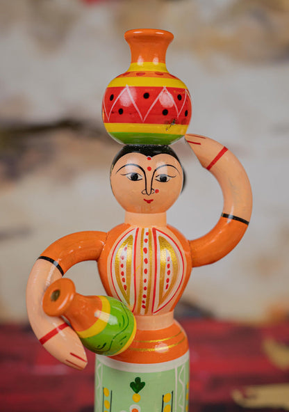 Kondapalli - Lady with Pot - 8 inch - WL5394-1