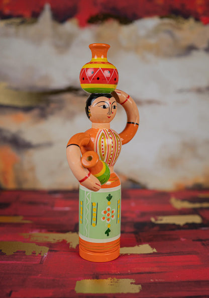 Kondapalli - Lady with Pot - 8 inch - WL5394-1