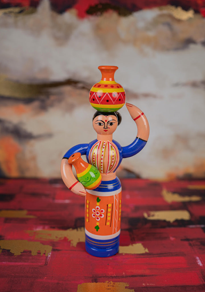 Kondapalli - Lady with Pot - 8 inch - WL5394-1