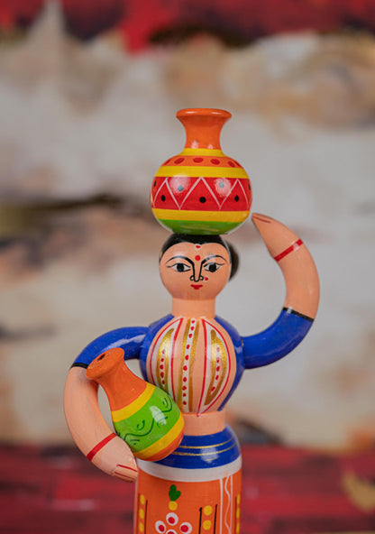 Kondapalli - Lady with Pot - 8 inch - WL5394-1
