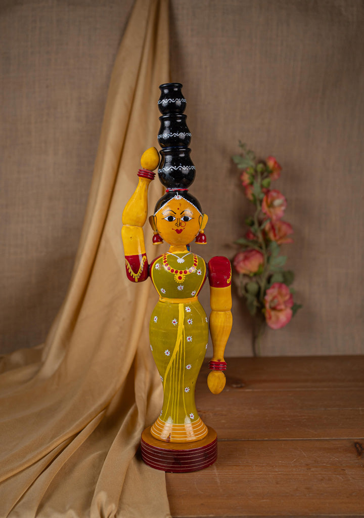 Kondapalli - Lady with 3 Pot - 20 inch - WL5395