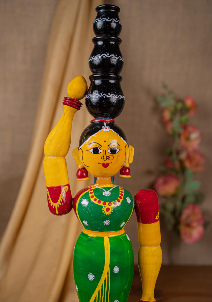 Kondapalli - Lady with 3 Pot - 20 inch - WL5395