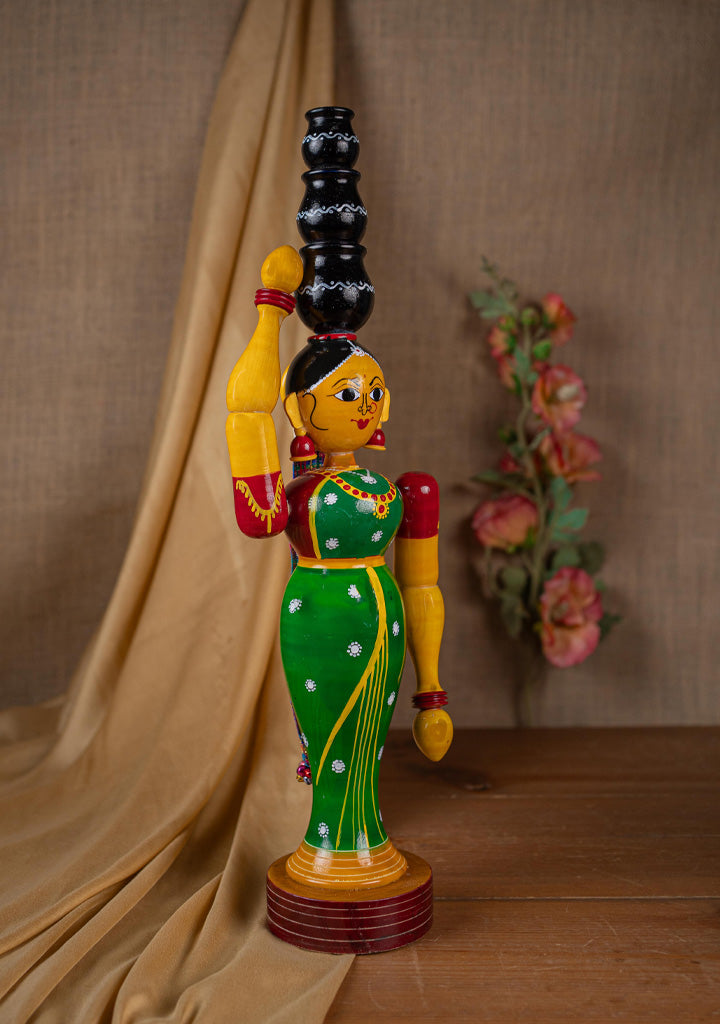 Kondapalli - Lady with 3 Pot - 20 inch - WL5395