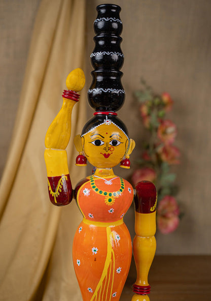 Kondapalli - Lady with 3 Pot - 20 inch - WL5395