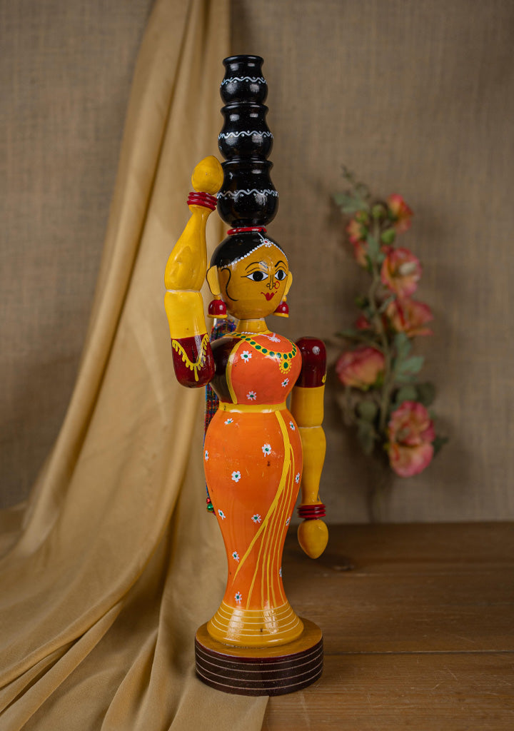 Kondapalli - Lady with 3 Pot - 20 inch - WL5395