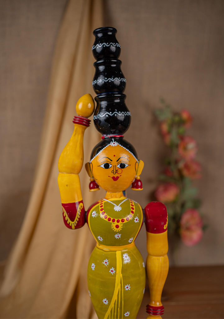 Kondapalli - Lady with 3 Pot - 20 inch - WL5395