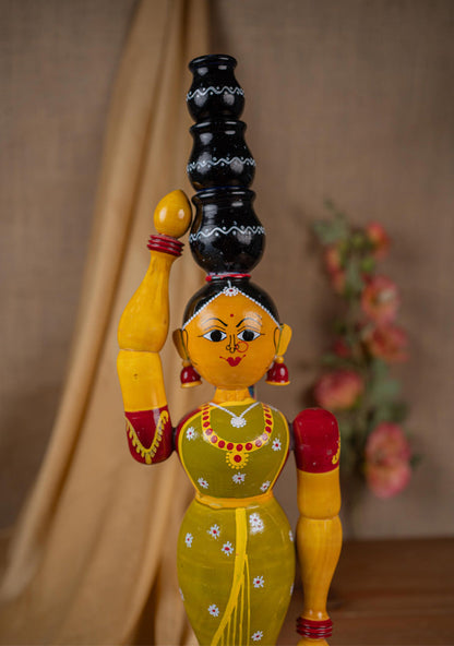 Kondapalli - Lady with 3 Pot - 20 inch - WL5395