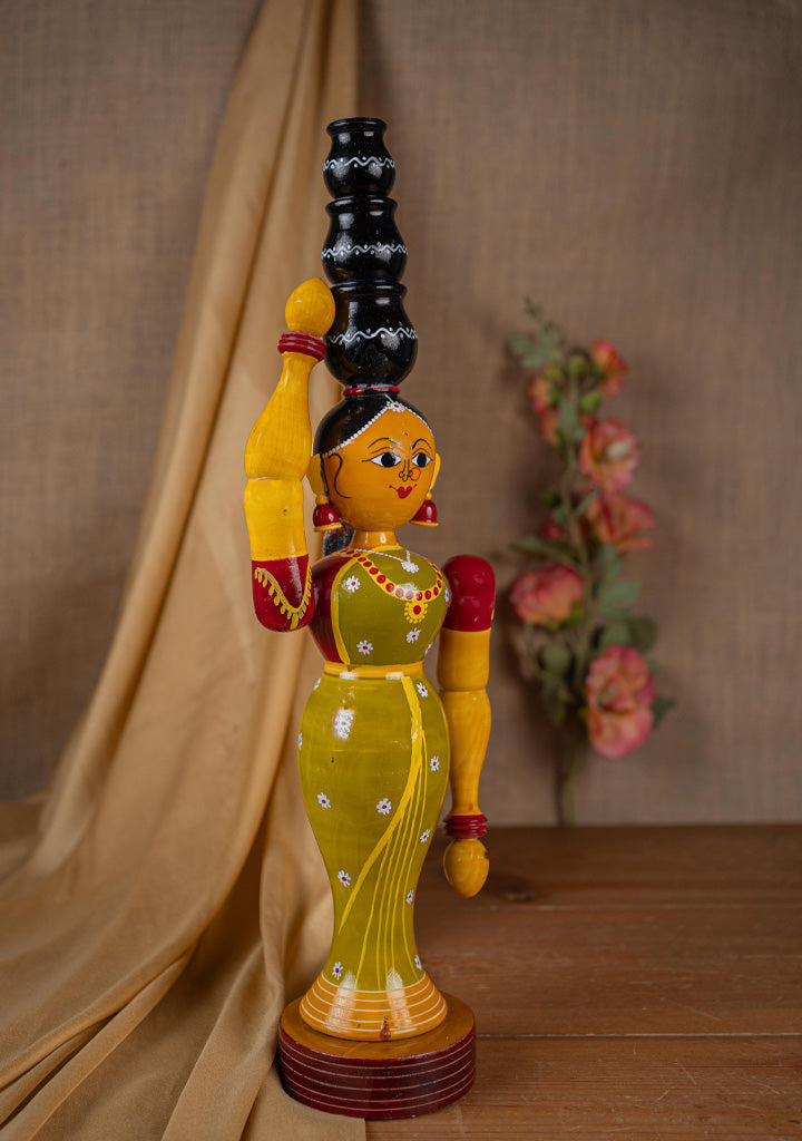 Kondapalli - Lady with 3 Pot - 20 inch - WL5395