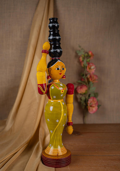 Kondapalli - Lady with 3 Pot - 20 inch - WL5395