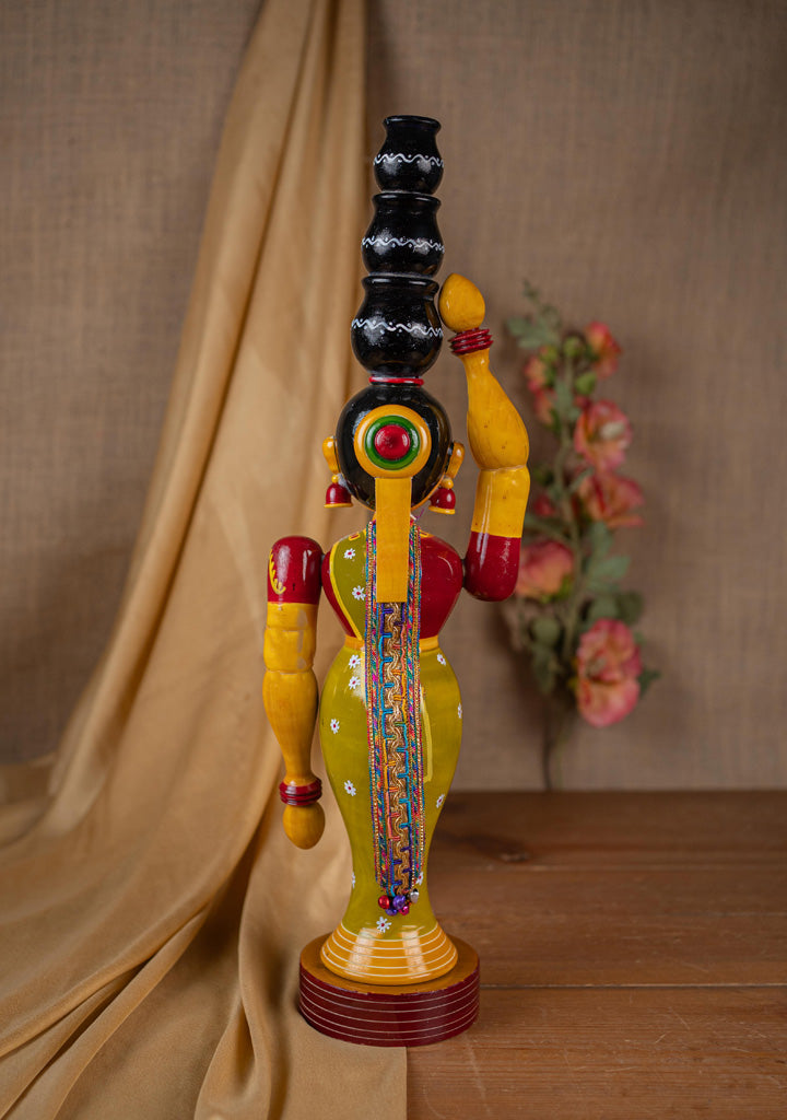 Kondapalli - Lady with 3 Pot - 20 inch - WL5395