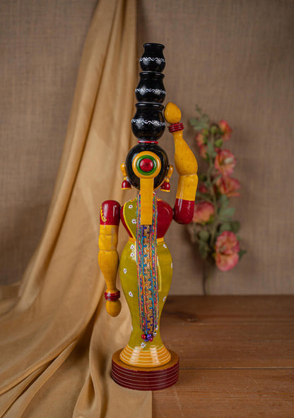 Kondapalli - Lady with 3 Pot - 20 inch - WL5395