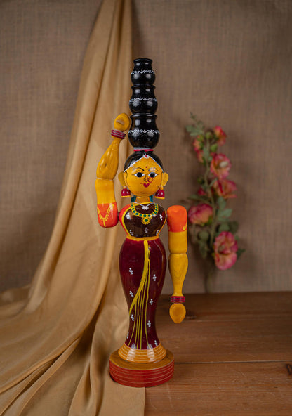 Kondapalli - Lady with 3 Pot - 20 inch - WL5395