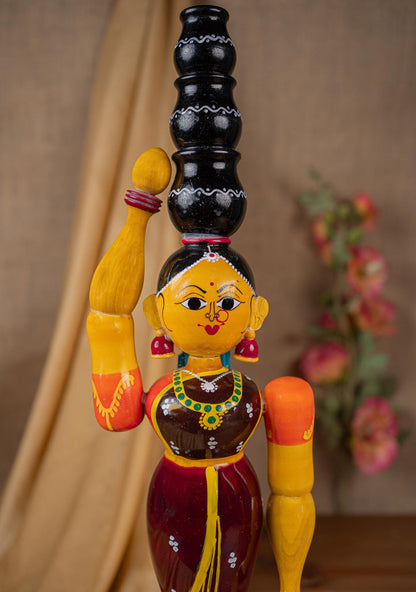 Kondapalli - Lady with 3 Pot - 20 inch - WL5395