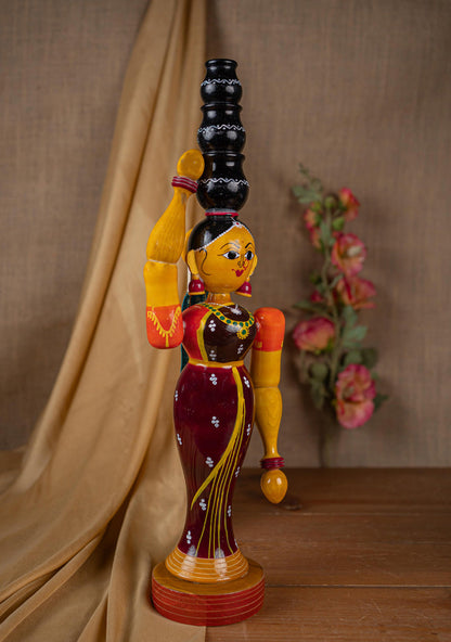 Kondapalli - Lady with 3 Pot - 20 inch - WL5395