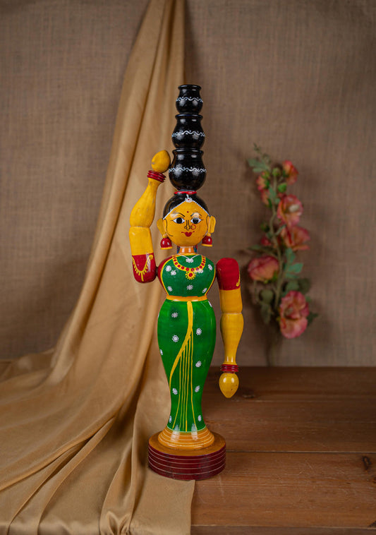 Kondapalli - Lady with 3 Pot - 20 inch - WL5395