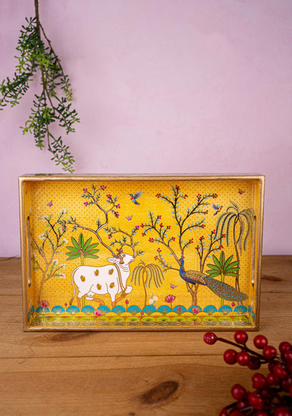 Digital Printed Tray with Pichwai and Mugal Theme - 12x8 inch - WL5400