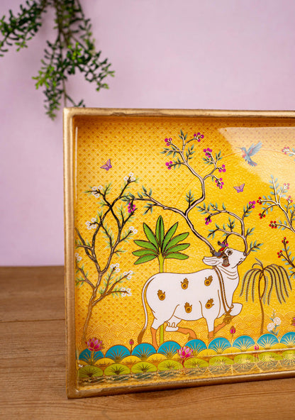 Digital Printed Tray with Pichwai and Mugal Theme - 12x8 inch - WL5400