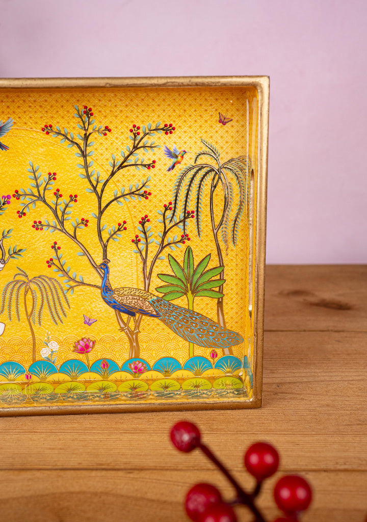 Digital Printed Tray with Pichwai and Mugal Theme - 12x8 inch - WL5400