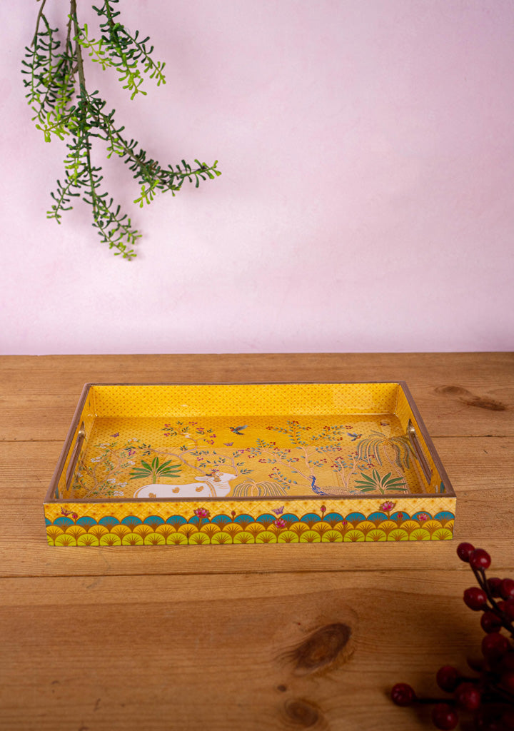 Digital Printed Tray with Pichwai and Mugal Theme - 12x8 inch - WL5400