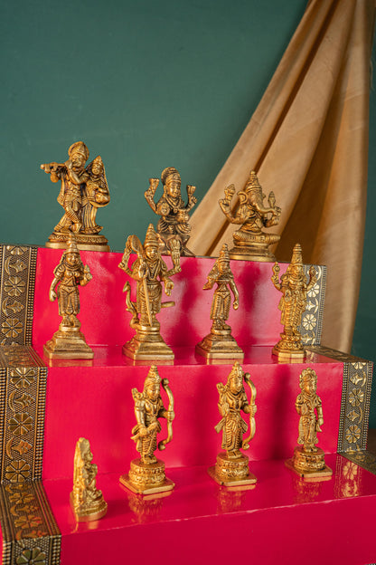 Swarna Golu - Gold Oxidized 3 Step Golu Padi & Brass Idols - WL5404-1