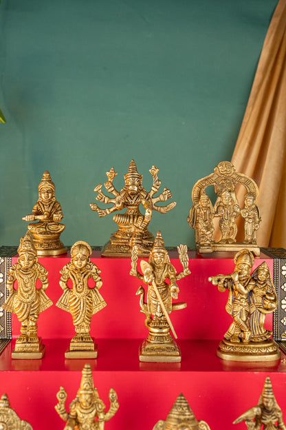Swarna Golu - Gold Oxidized 5 Step Golu Padi & Brass Idols - WL5404-2