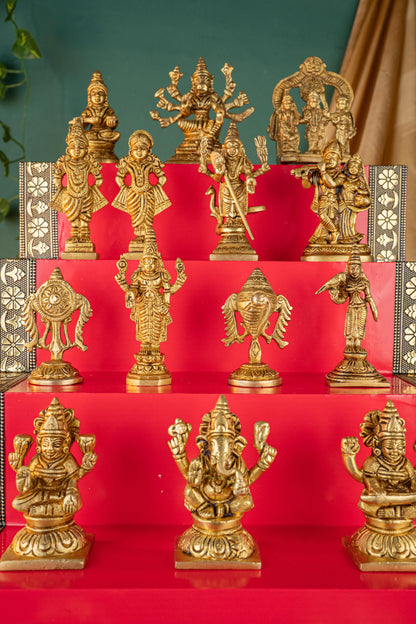 Swarna Golu - Gold Oxidized 5 Step Golu Padi & Brass Idols - WL5404-2