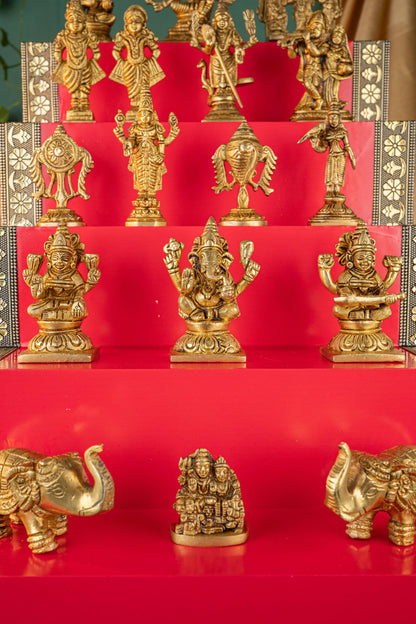 Swarna Golu - Gold Oxidized 5 Step Golu Padi & Brass Idols - WL5404-2