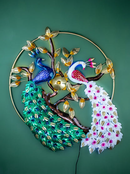 Metal Peacock Wall Hanging with Light - 40 inch - WL5407