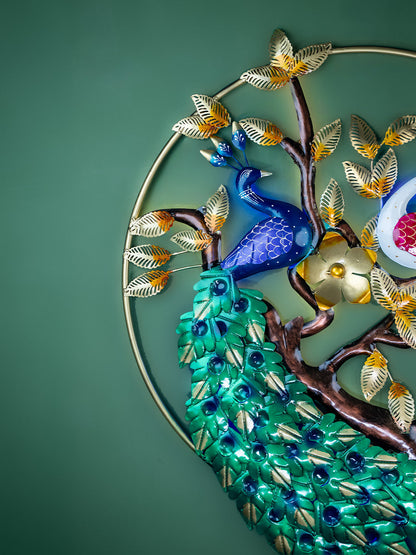 Metal Peacock Wall Hanging with Light - 40 inch - WL5407
