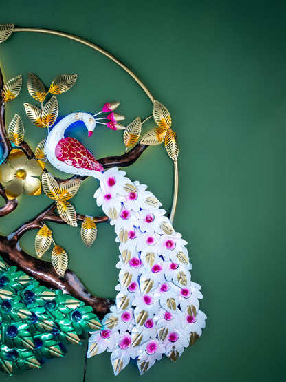 Metal Peacock Wall Hanging with Light - 40 inch - WL5407