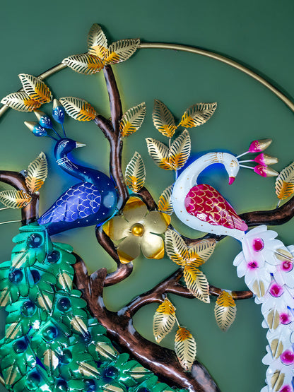 Metal Peacock Wall Hanging with Light - 40 inch - WL5407