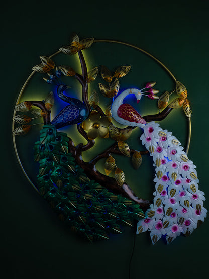 Metal Peacock Wall Hanging with Light - 40 inch - WL5407
