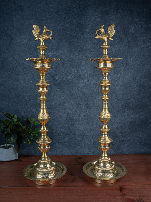 Brass Annapakshi Kuthu Vilakku - 30 inch - WL5408