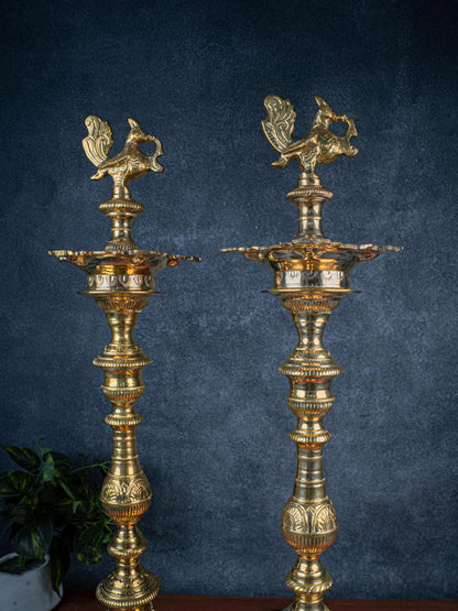Brass Annapakshi Kuthu Vilakku - 30 inch - WL5408